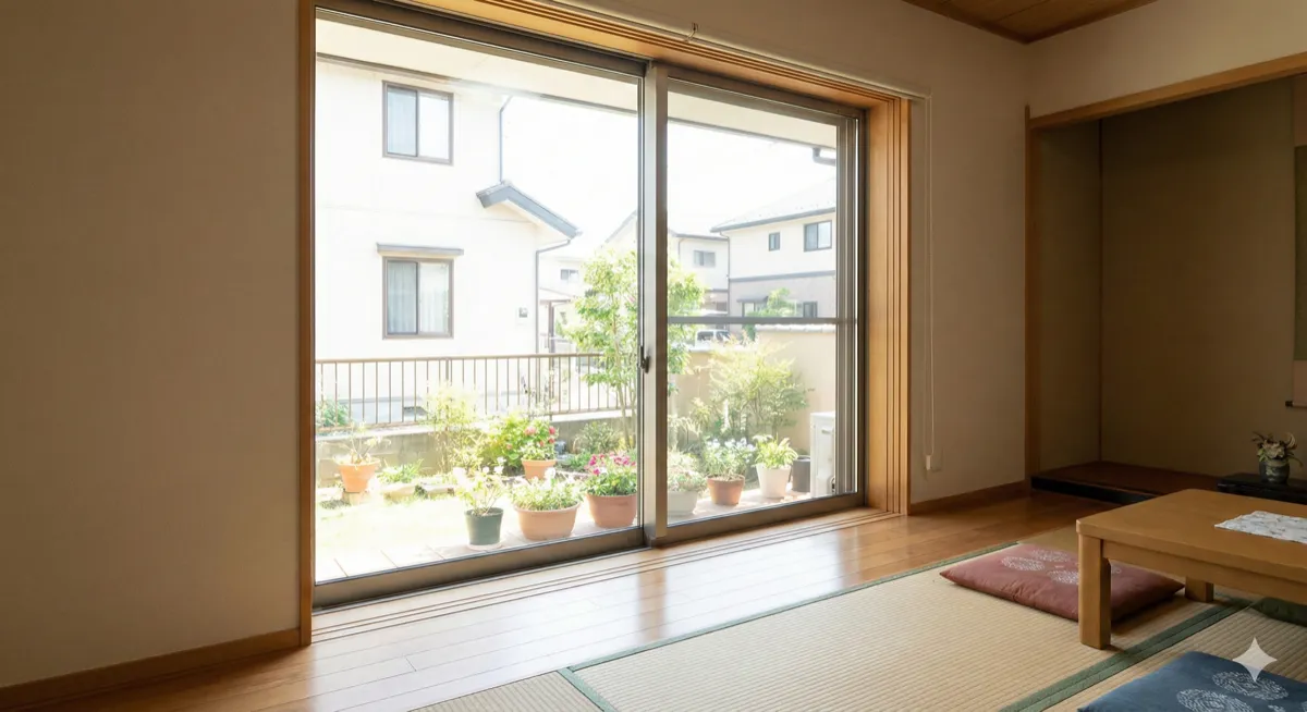 掃き出し窓ガラス割れ替えの施工写真